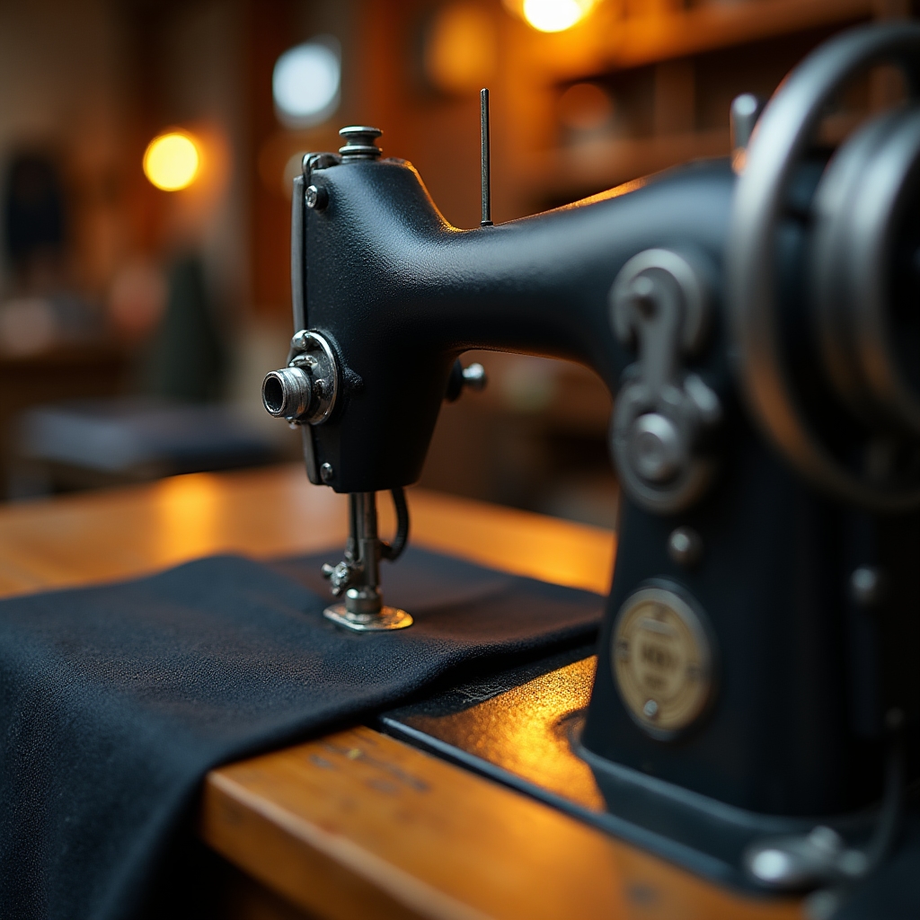 Macchina da cucire industriale professionale nel laboratorio sartoriale